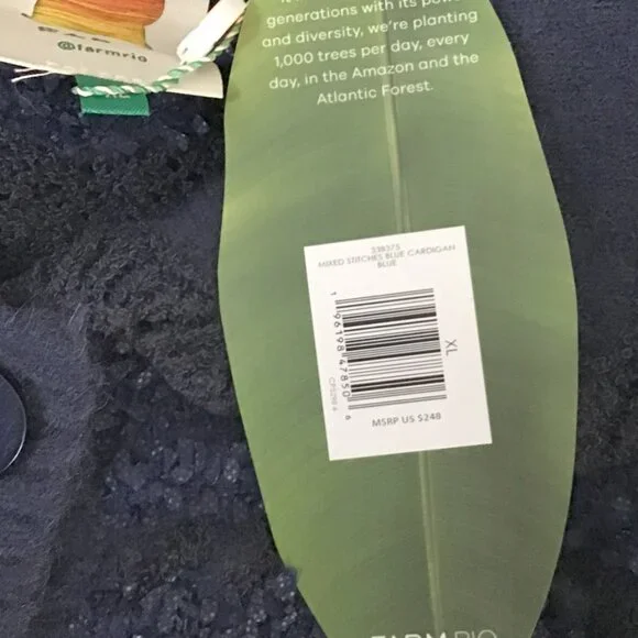 Farm Rio Navy Blue Mixed Stitches Cardigan - Picture 16 of 16